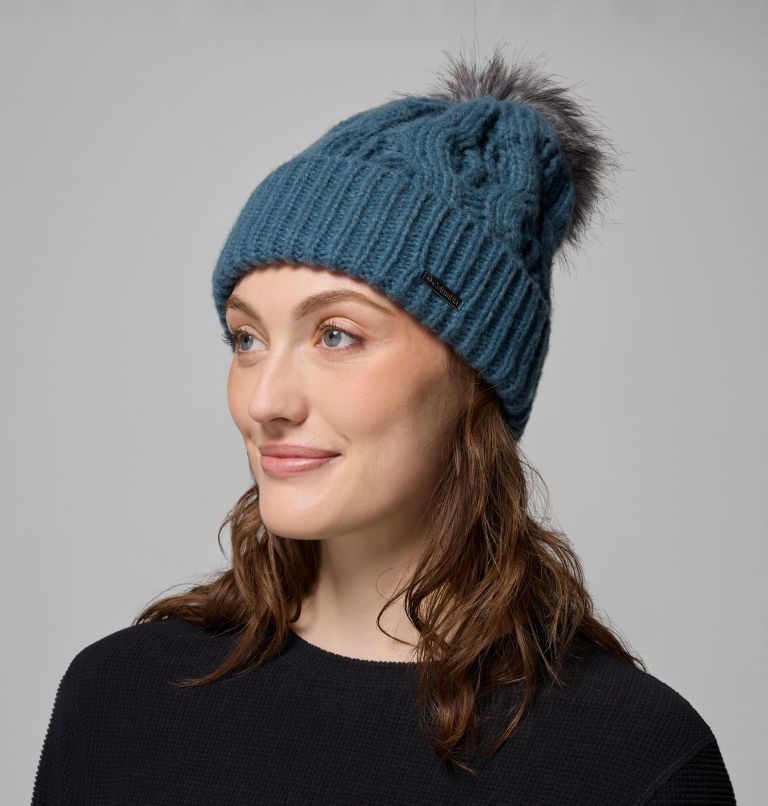 Women's Boundless Days Cable Knit Pom Beanie, Color: Everblue, image 2