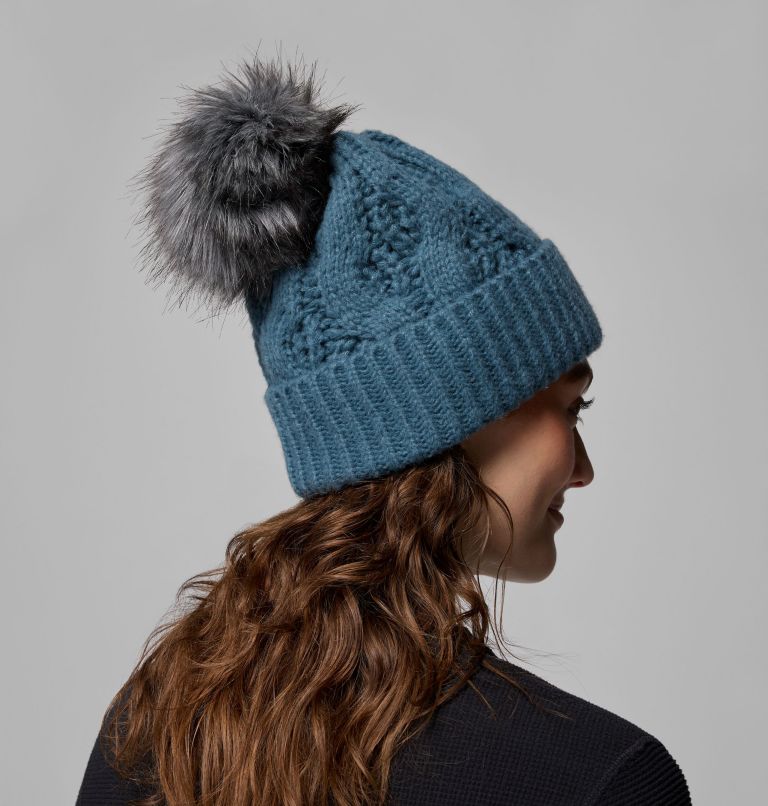 Women's Boundless Days Cable Knit Pom Beanie, Color: Everblue, image 3