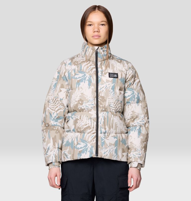 Women's Nevadan Down Jacket, Color: Talc Redwoods Camo, image 1