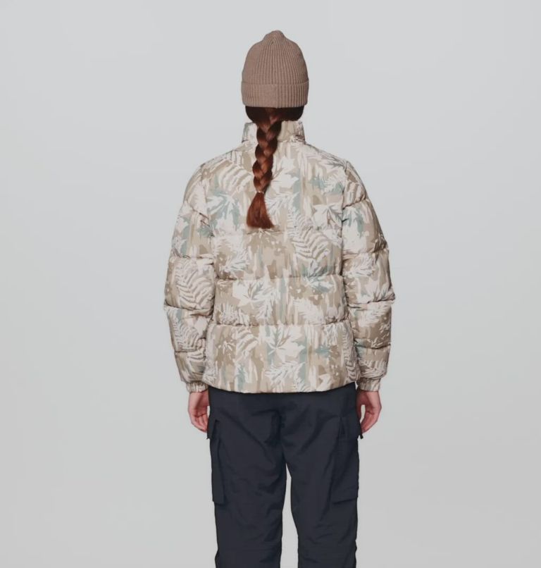 Women's Nevadan Down Jacket, Color: Talc Redwoods Camo