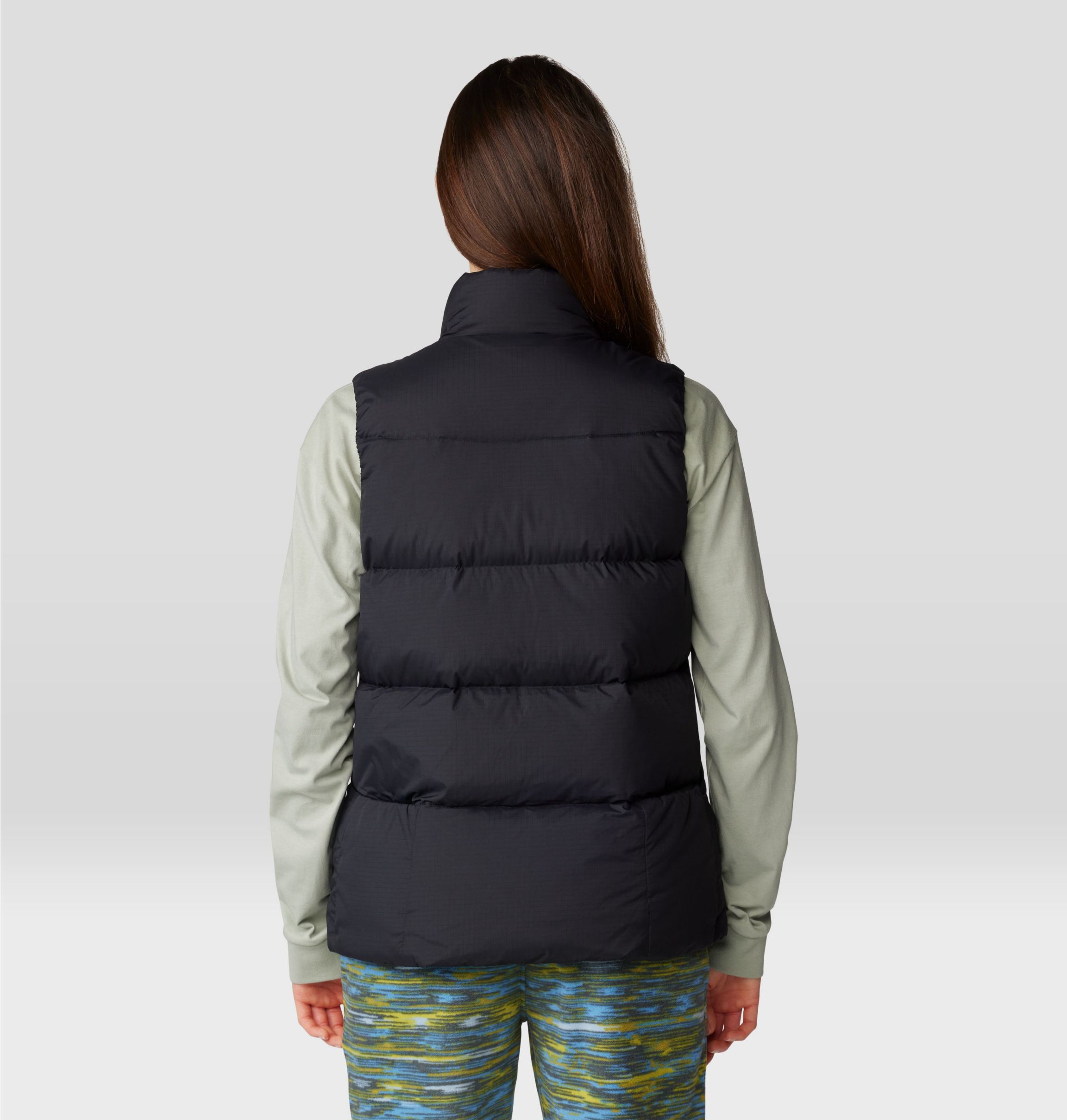 Mountain Hardwear top Q-shield 650 Down Puffer Vest Gray Print Women's S Small