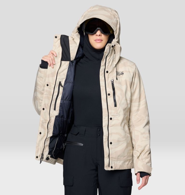 Women's Powder Maven Jacket, Color: Fossil Rockstrata Print, image 5