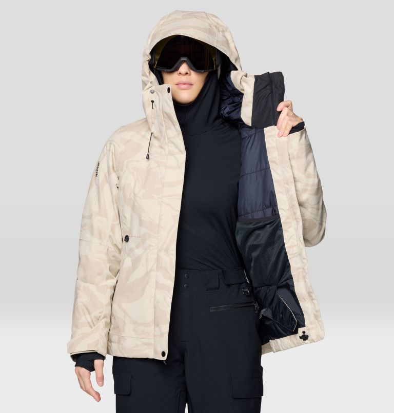 Women's Powder Maven Jacket, Color: Fossil Rockstrata Print, image 6