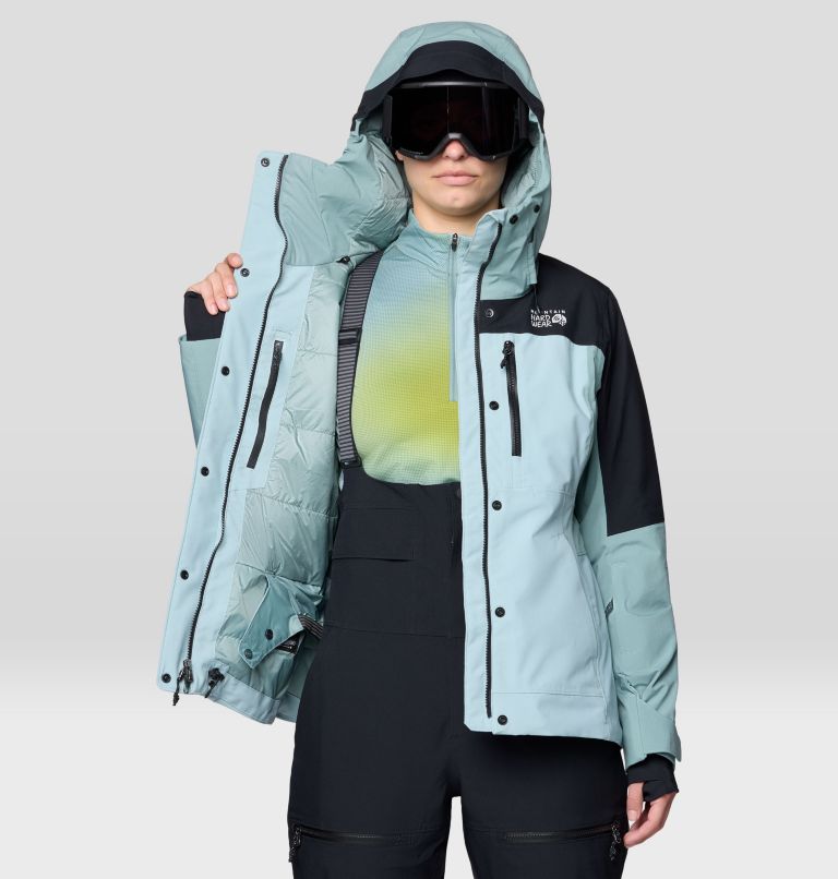 Women's Powder Maven Jacket, Color: Ice Shadow, Blue Sage, Black, image 6