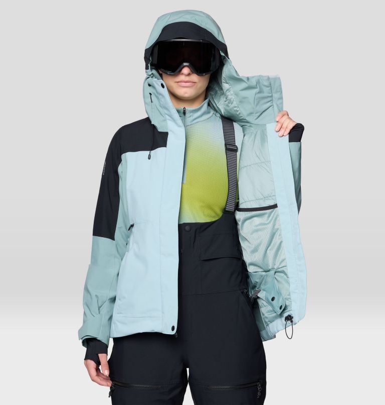 Women's Powder Maven Jacket, Color: Ice Shadow, Blue Sage, Black, image 7