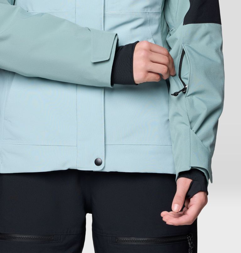 Women's Powder Maven Jacket, Color: Ice Shadow, Blue Sage, Black, image 12