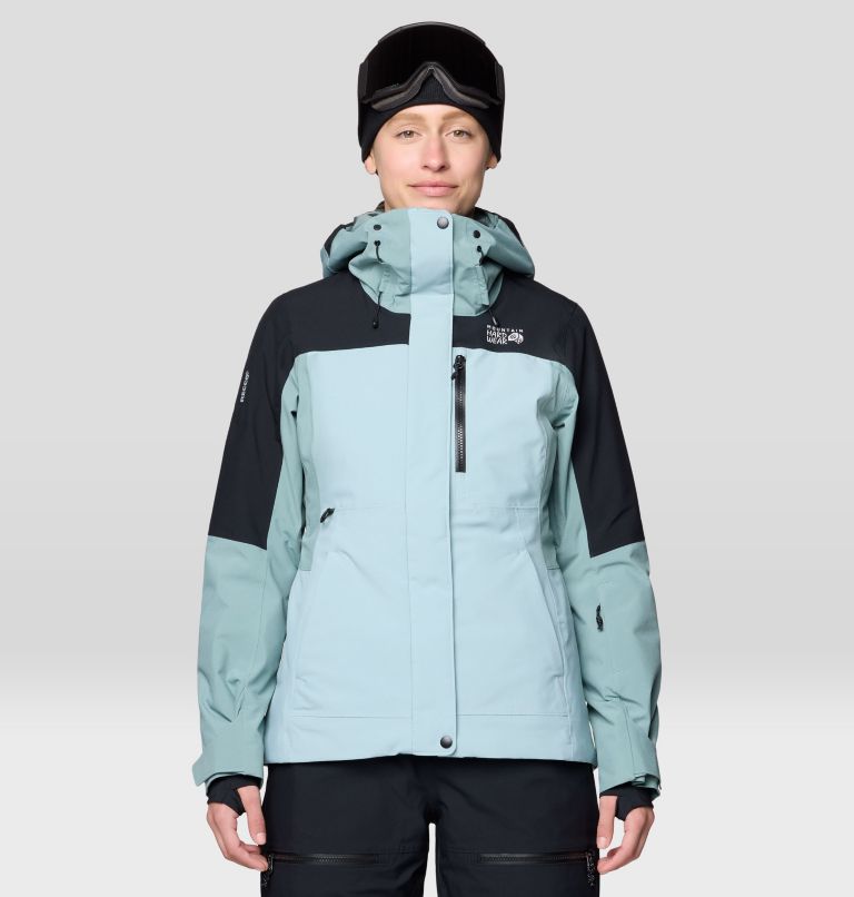 Women's Powder Maven Jacket, Color: Ice Shadow, Blue Sage, Black, image 1