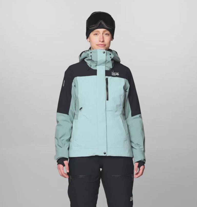 Women's Powder Maven Jacket, Color: Ice Shadow, Blue Sage, Black
