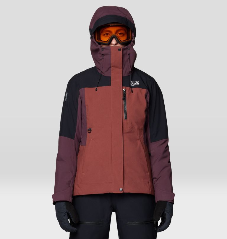 Women's Powder Maven Jacket, Color: Bourbon Brown, Blackberry, Black, image 5