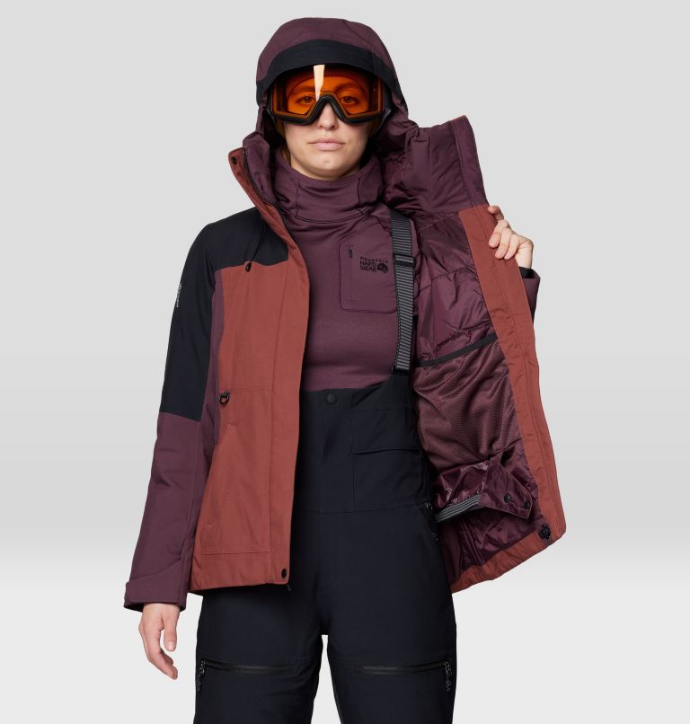 Women's Powder Maven Jacket, Color: Bourbon Brown, Blackberry, Black, image 6