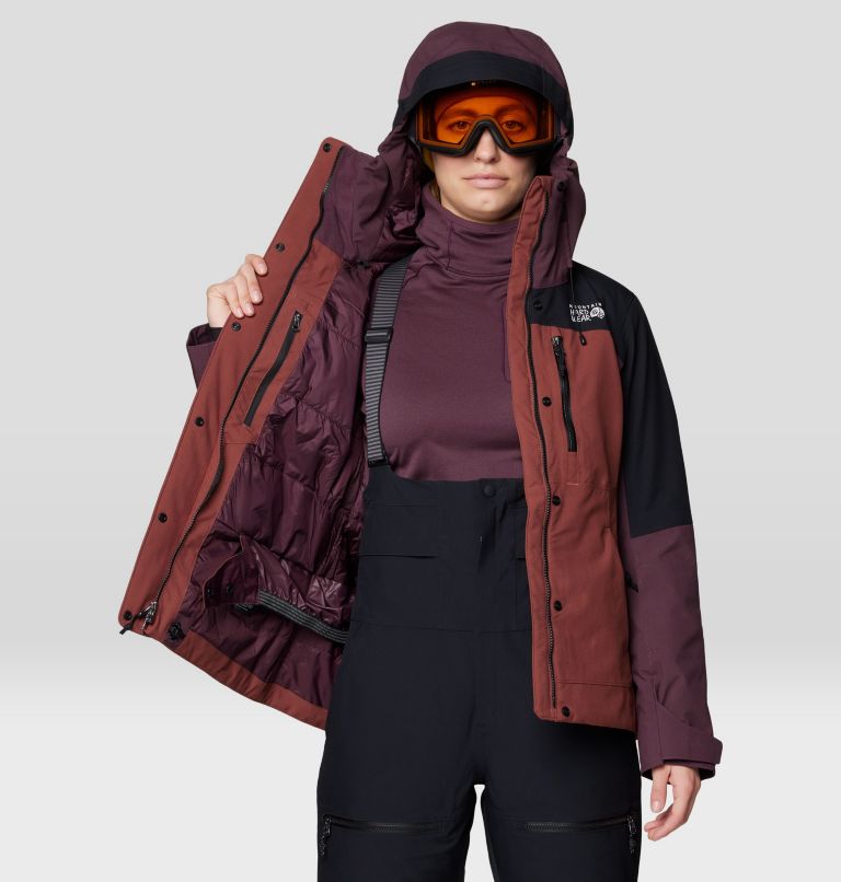 Women's Powder Maven Jacket, Color: Bourbon Brown, Blackberry, Black, image 7