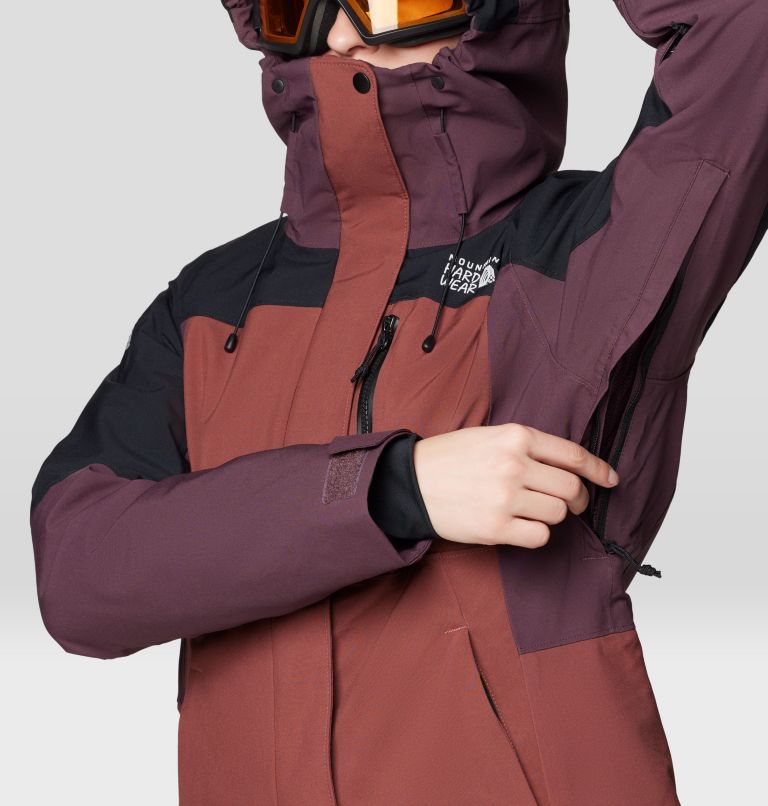 Women's Powder Maven Jacket, Color: Bourbon Brown, Blackberry, Black, image 11