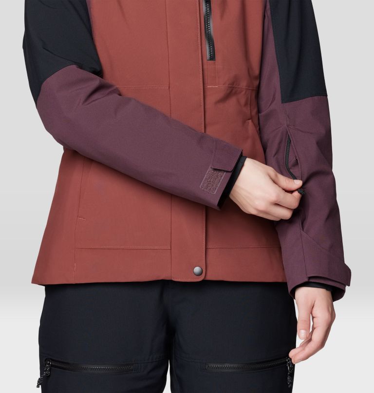 Women's Powder Maven Jacket, Color: Bourbon Brown, Blackberry, Black, image 12