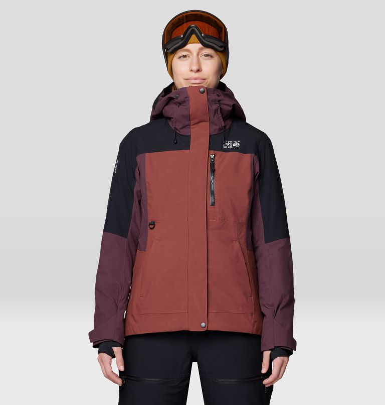 Women's Powder Maven Jacket, Color: Bourbon Brown, Blackberry, Black, image 1