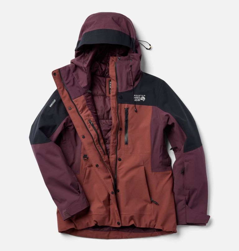 Women's Powder Maven Jacket, Color: Bourbon Brown, Blackberry, Black, image 2
