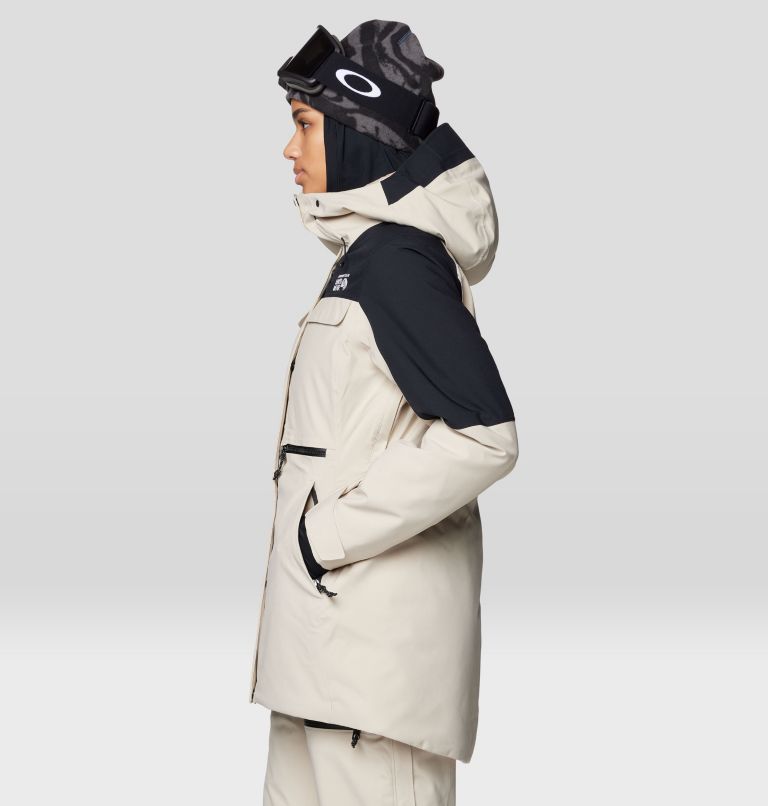 Women's Powder Maven Parka, Color: Fossil, Black, image 3