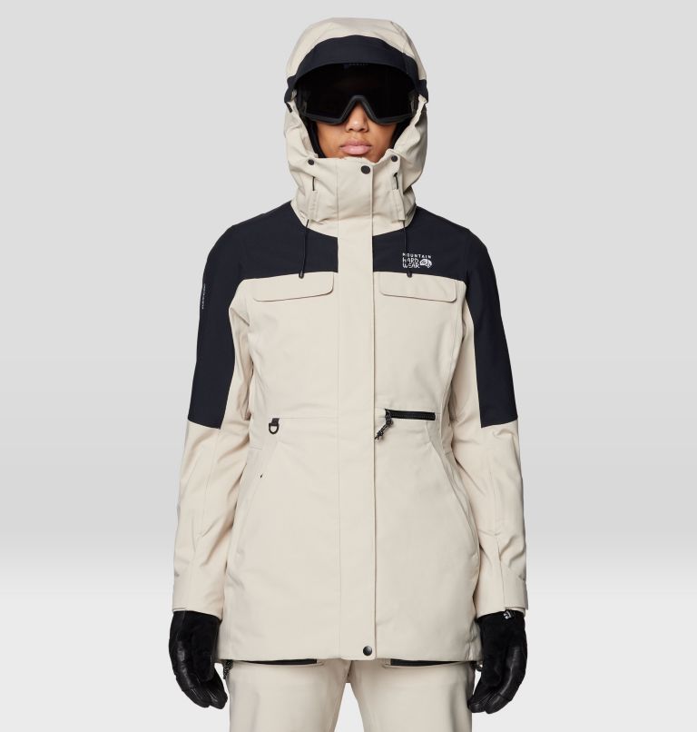 Women's Powder Maven Parka, Color: Fossil, Black, image 4