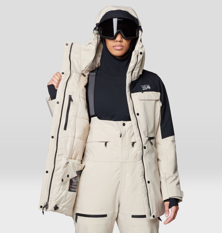 Women's Powder Maven Parka, Color: Fossil, Black, image 5