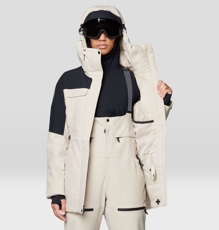 Women's Powder Maven Parka, Color: Fossil, Black, image 6