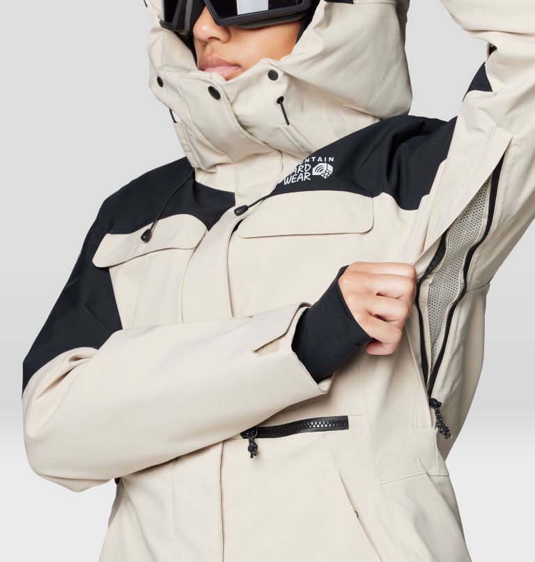 Women's Powder Maven Parka, Color: Fossil, Black, image 10