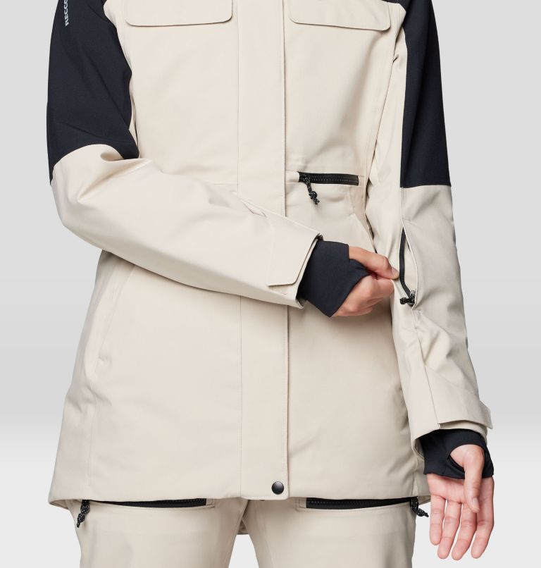 Women's Powder Maven Parka, Color: Fossil, Black, image 11