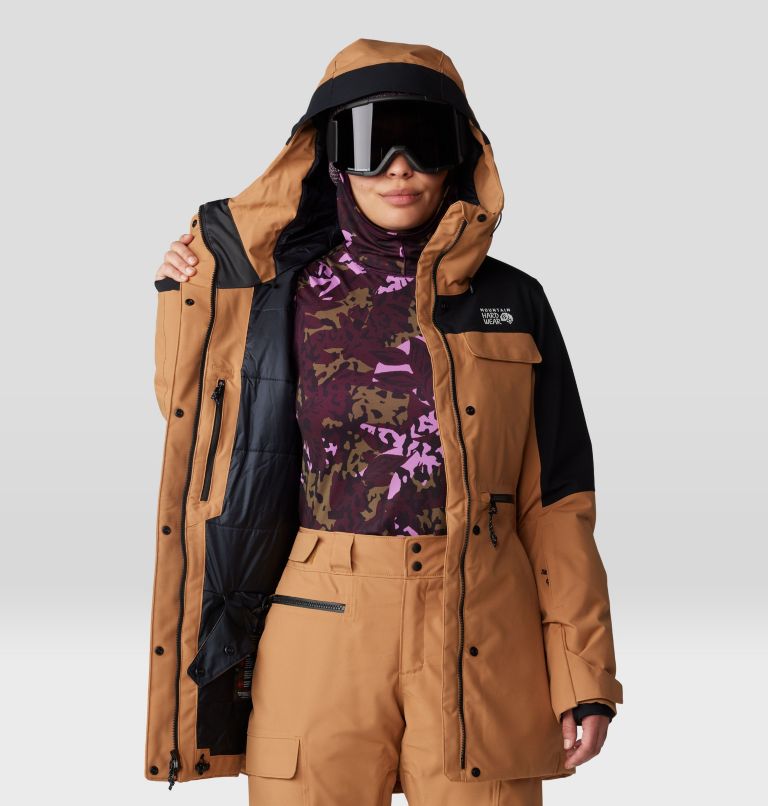Women's Powder Maven Parka, Color: Copper Clay, Black, image 9