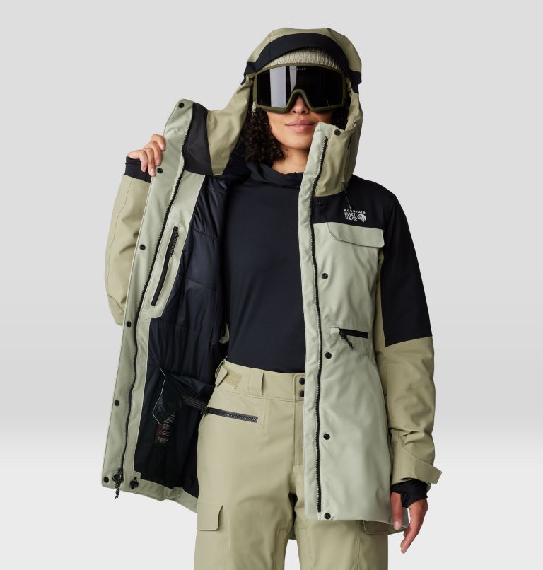 Women's Powder Maven Parka, Color: White Sage, Mantis Green, Black, image 12