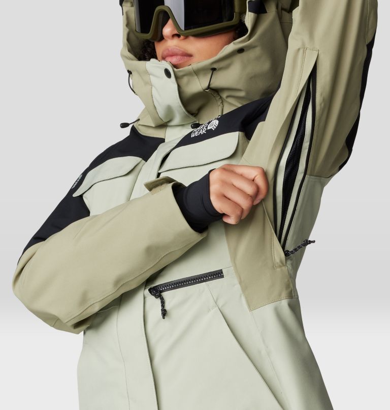 Women's Powder Maven Parka, Color: White Sage, Mantis Green, Black, image 8