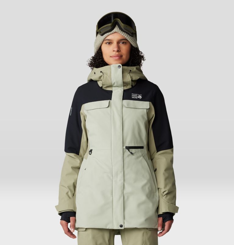 Women's Powder Maven Parka, Color: White Sage, Mantis Green, Black, image 1