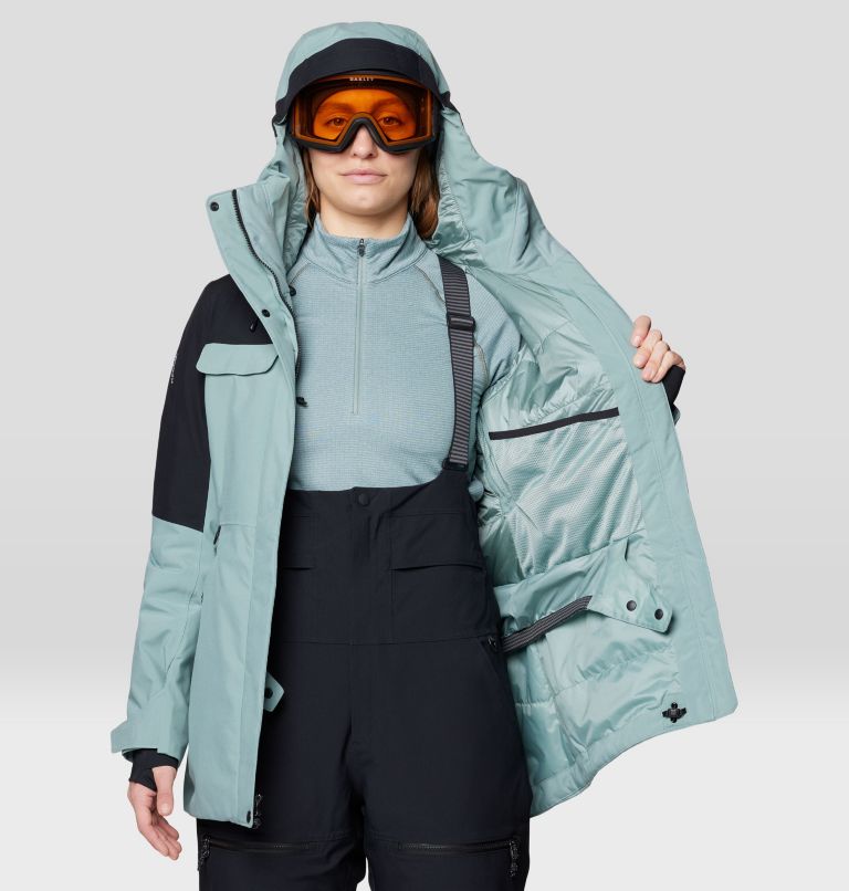Women's Powder Maven Parka, Color: Blue Sage, Black, image 5