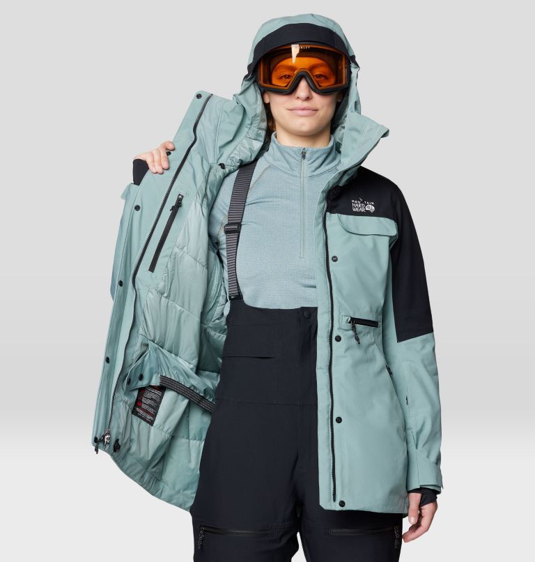 Women's Powder Maven Parka, Color: Blue Sage, Black, image 6