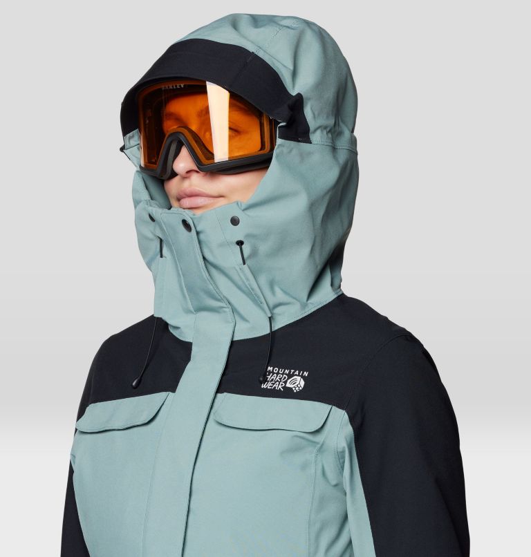 Women's Powder Maven Parka, Color: Blue Sage, Black, image 7