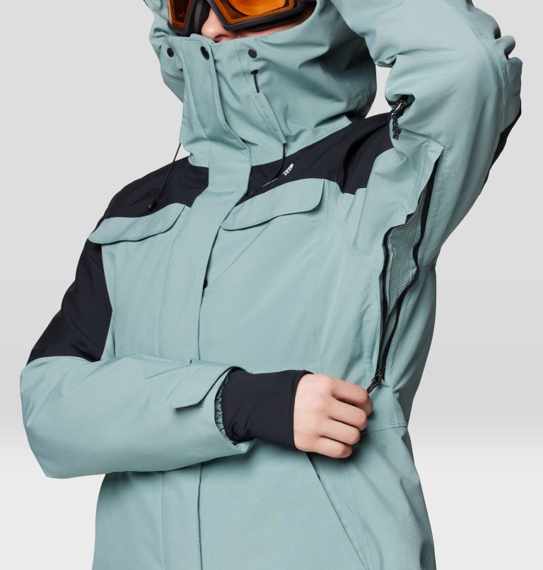 Women's Powder Maven Parka, Color: Blue Sage, Black, image 9