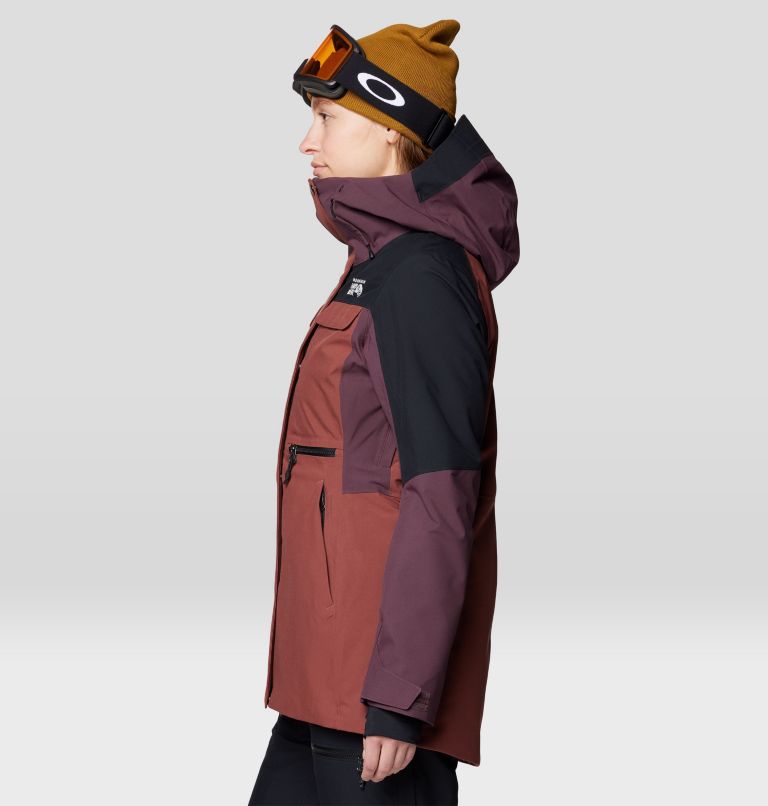 Women's Powder Maven Parka, Color: Bourbon Brown, Blackberry, Black, image 3
