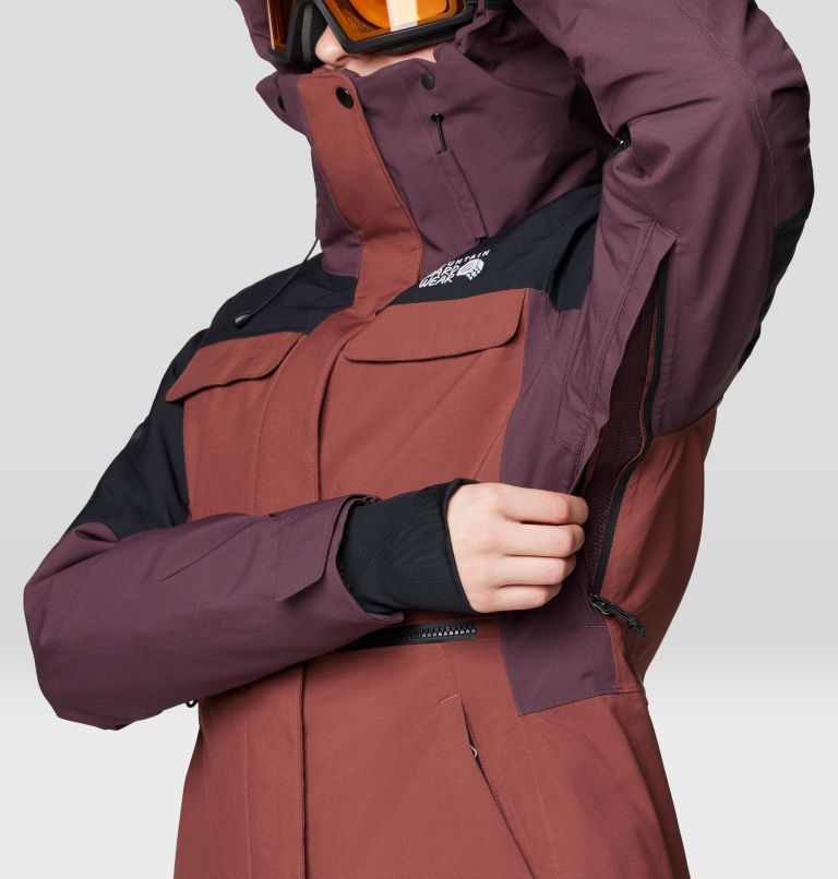 Women's Powder Maven Parka, Color: Bourbon Brown, Blackberry, Black, image 9