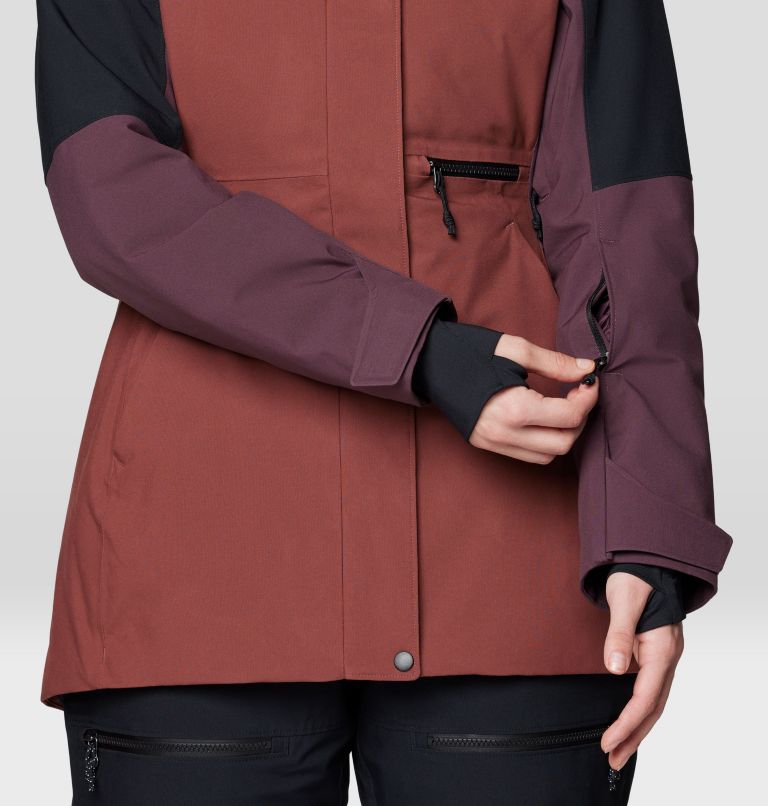 Women's Powder Maven Parka, Color: Bourbon Brown, Blackberry, Black, image 10