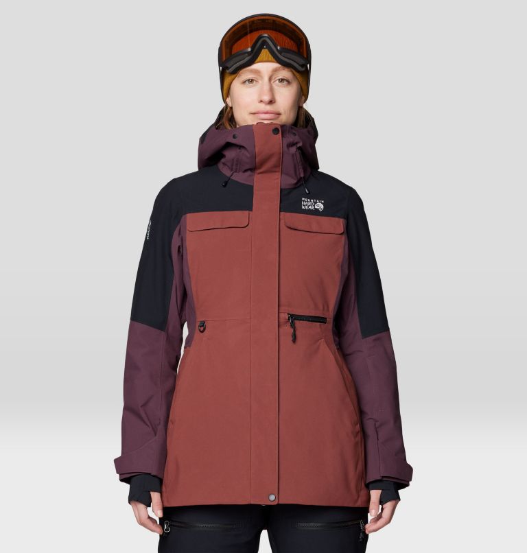 Women's Powder Maven Parka, Color: Bourbon Brown, Blackberry, Black, image 1