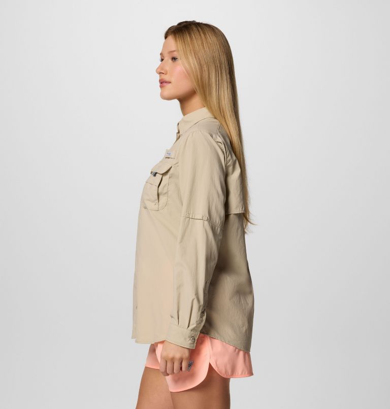 Women's PFG Bahama II Long Sleeve Shirt, Color: Fossil, image 3