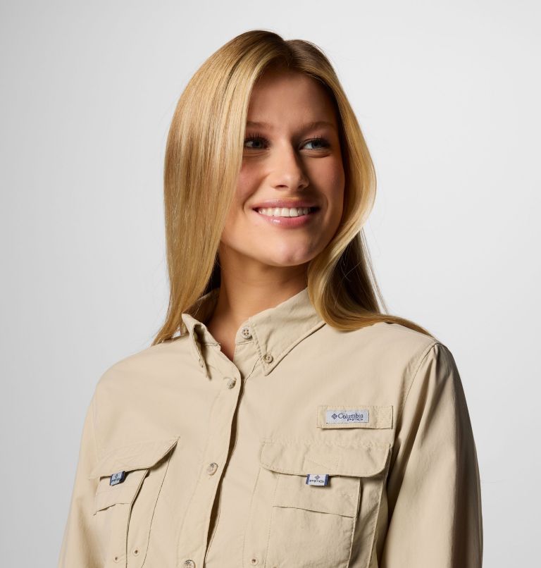 Women's PFG Bahama II Long Sleeve Shirt, Color: Fossil, image 4