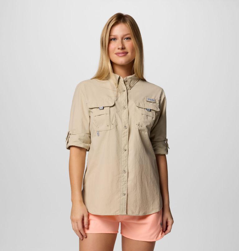 Women's PFG Bahama II Long Sleeve Shirt, Color: Fossil, image 7