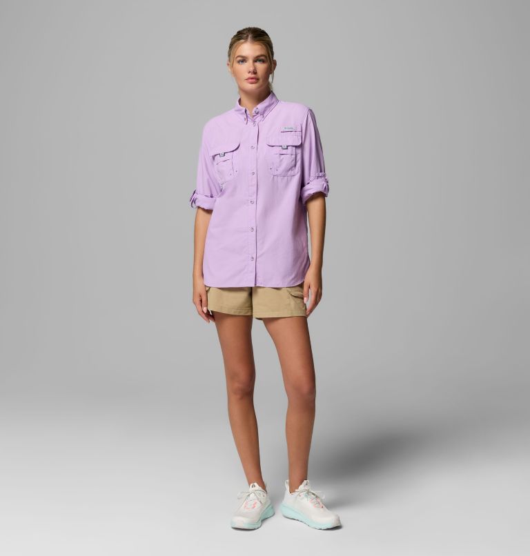 Women's PFG Bahama II Long Sleeve Shirt, Color: Hydrangea, image 2