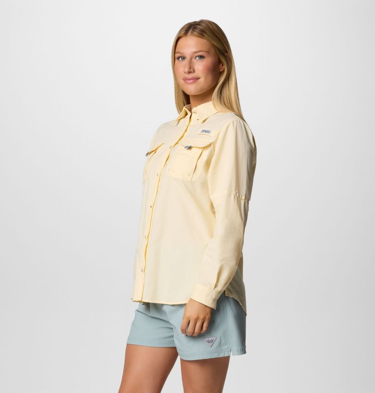 Women's PFG Bahama II Long Sleeve Shirt, Color: Lemon Wash, image 3