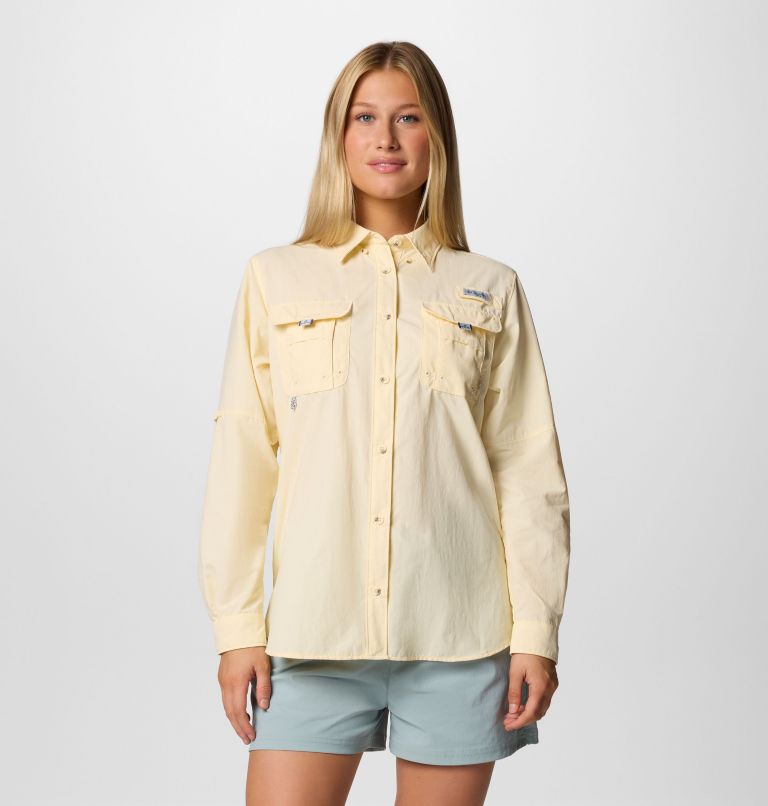 Women's PFG Bahama II Long Sleeve Shirt, Color: Lemon Wash, image 1