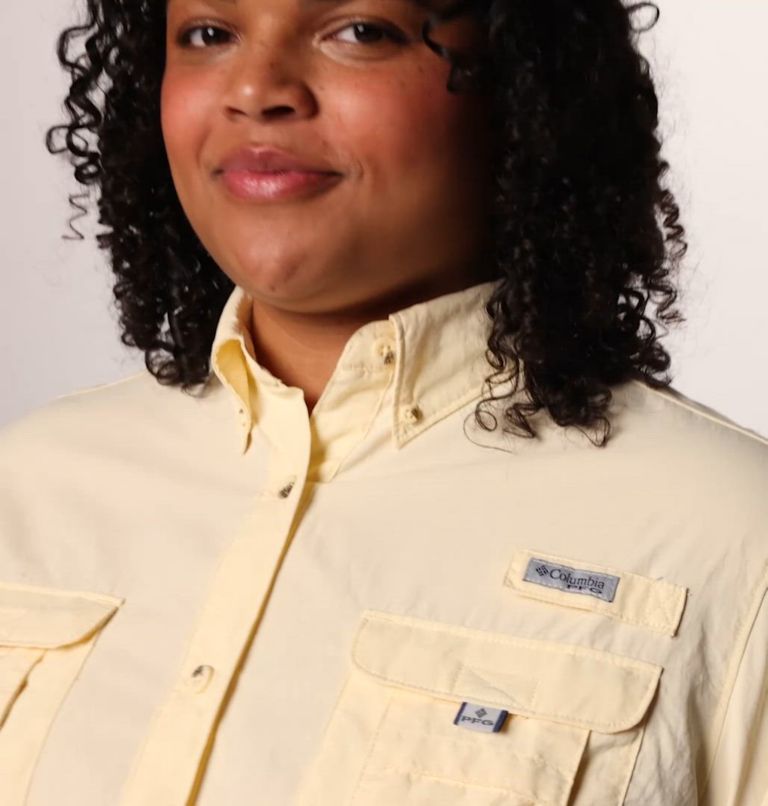 Women's PFG Bahama II Long Sleeve Shirt, Color: Lemon Wash