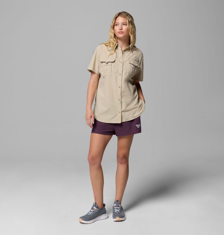 Women's PFG Bahama II Short Sleeve Shirt, Color: Fossil, image 2