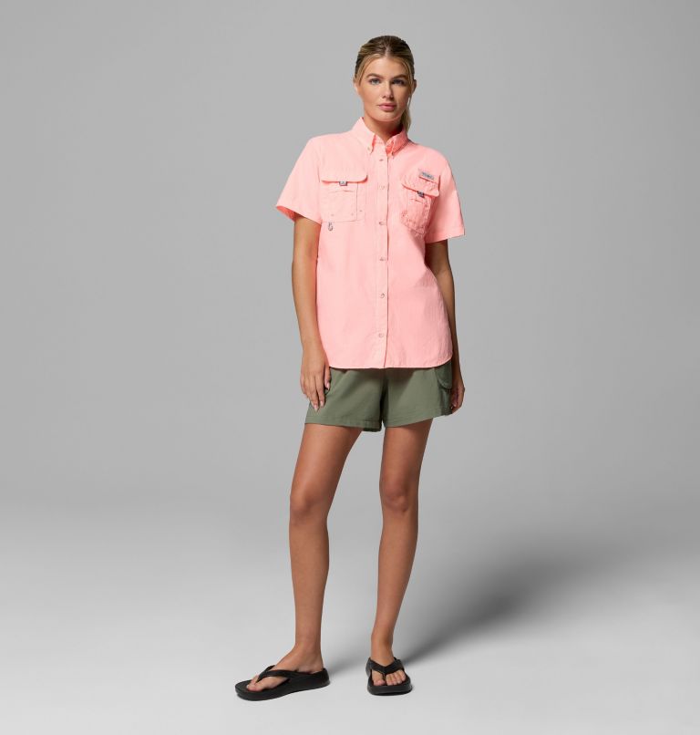 Women's PFG Bahama II Short Sleeve Shirt, Color: Tiki Pink, image 2