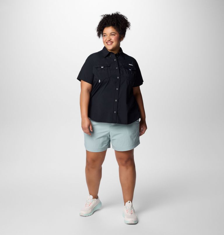 Women's PFG Bahama Short Sleeve Shirt - Plus Size, Color: Black, image 3