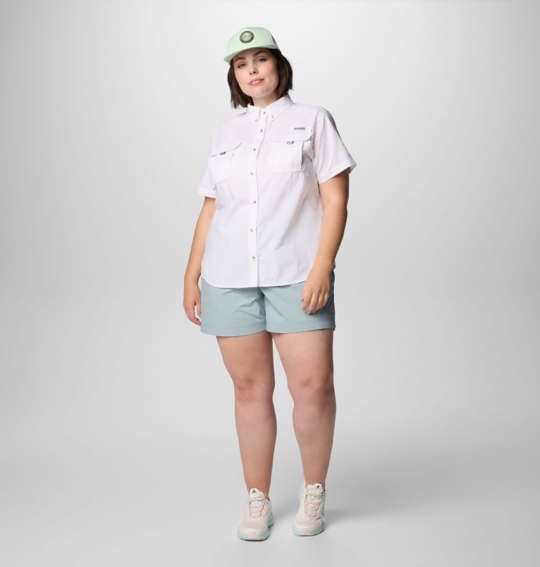 Women's PFG Bahama Short Sleeve Shirt - Plus Size, Color: White, image 3