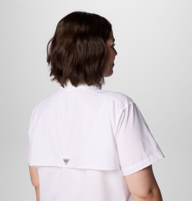 Women's PFG Bahama Short Sleeve Shirt - Plus Size, Color: White, image 6