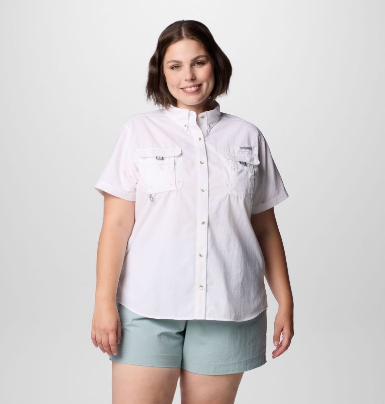 Women's PFG Bahama Short Sleeve Shirt - Plus Size, Color: White, image 1